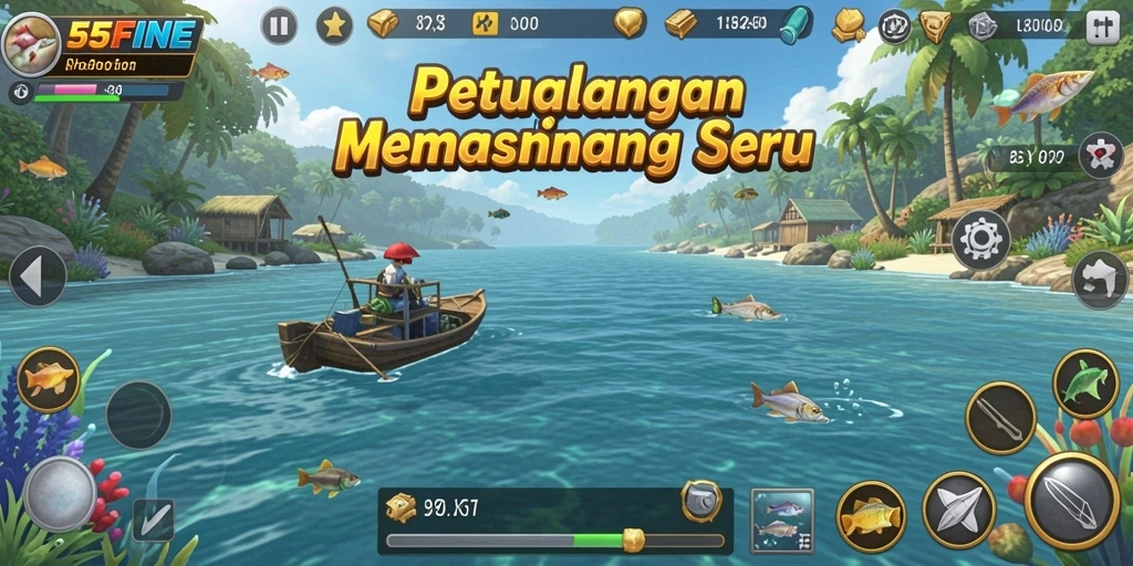 Tampilan gameplay yang menakjubkan dari game memancing 55FIVE.