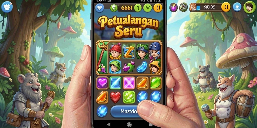 Tampilan gameplay seru di 666I dengan elemen warna-warni.