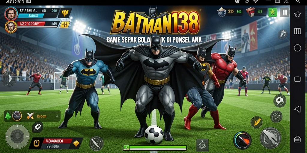 Tampilan gameplay menegangkan dalam BATMAN138 dengan aksi sepak bola yang mendebarkan.