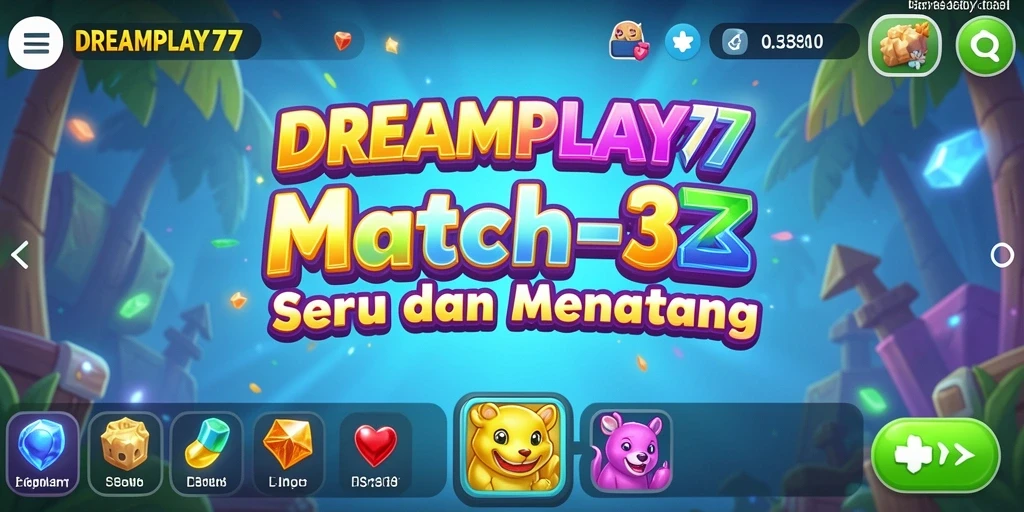 Screenshot gameplay menarik dari permainan Match-3.