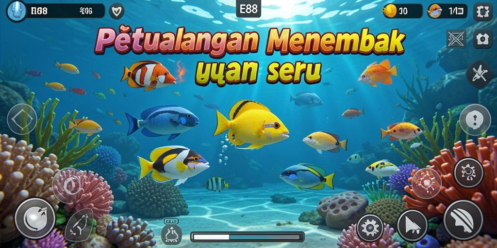 Gameplay seru E88 saat menangkap ikan warna-warni.