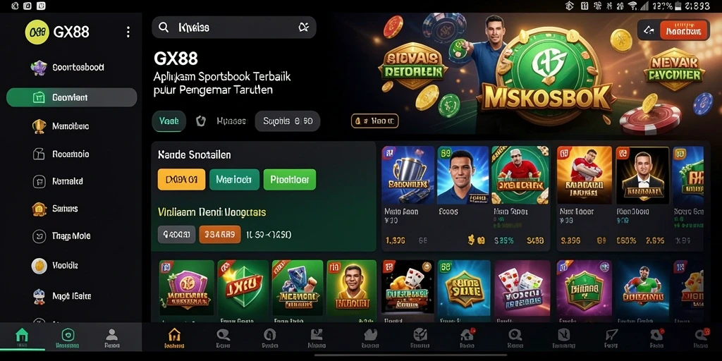 Tampilan gameplay Sportsbook di GX88 yang menarik dan interaktif.