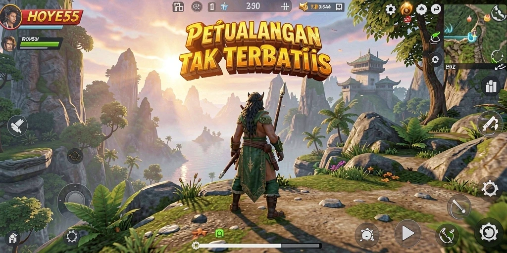 Tampilan gameplay menarik dari HOYE55 dengan dunia terbuka yang luas.
