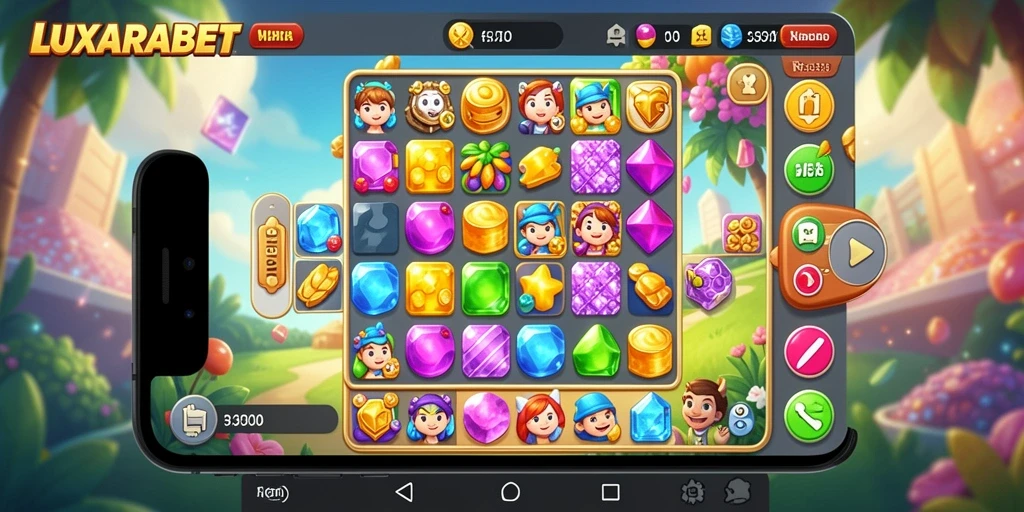 Gameplay seru LUXARABET dengan visual menarik dalam gaya Match-3.