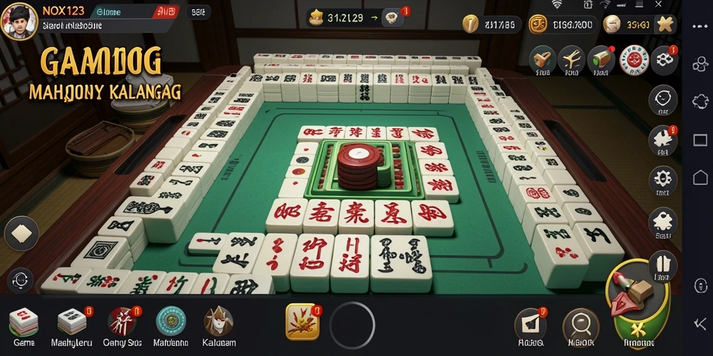 Gameplay seru Mahjong dalam NOX123 yang menantang.