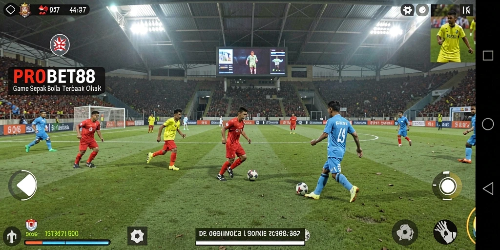 Tampilan menarik gameplay PROBET88 dengan suasana pertandingan sepak bola.