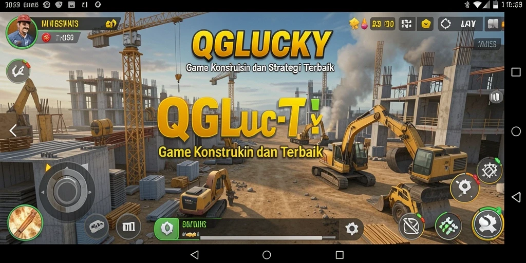 Tampilan gameplay seru dari QGLUCKY dengan strategi pembangunan.