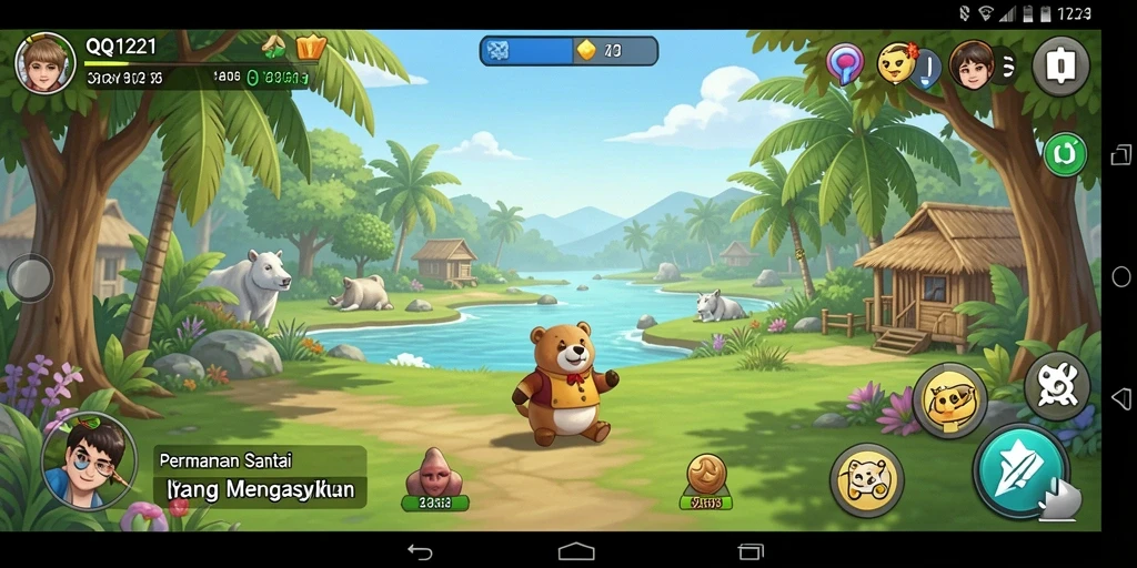 Tampilan gameplay menawan dari QQ1221 yang penuh warna.