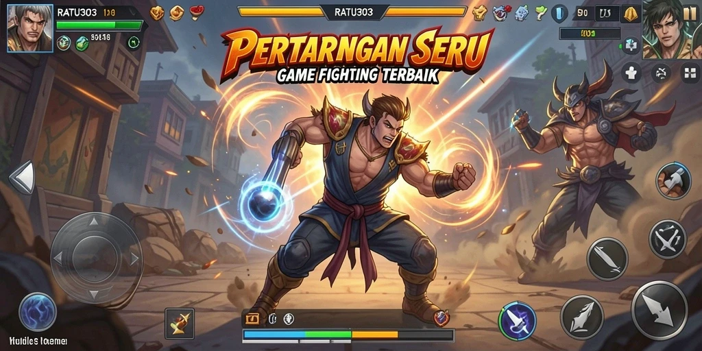 Screenshot gameplay RATU303 menampilkan pertarungan seru antara dua karakter.