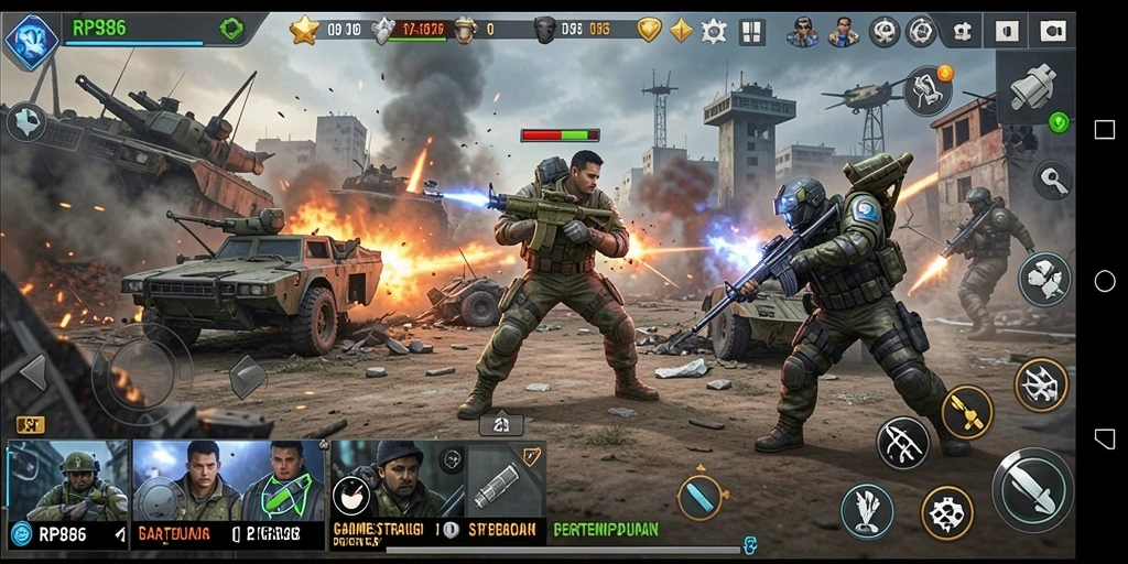 Gameplay RP886 yang penuh dengan strategi dan pertempuran.