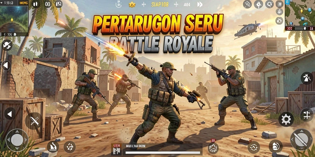 Screenshot gameplay menampilkan aksi pertempuran intens di SIAP108.