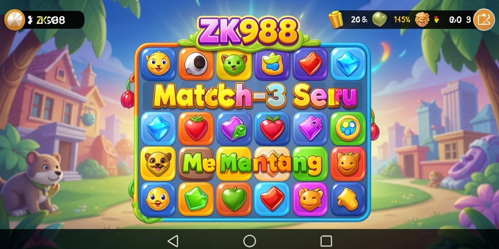 Tampilan gameplay ZK988 yang penuh warna dan menyenangkan.